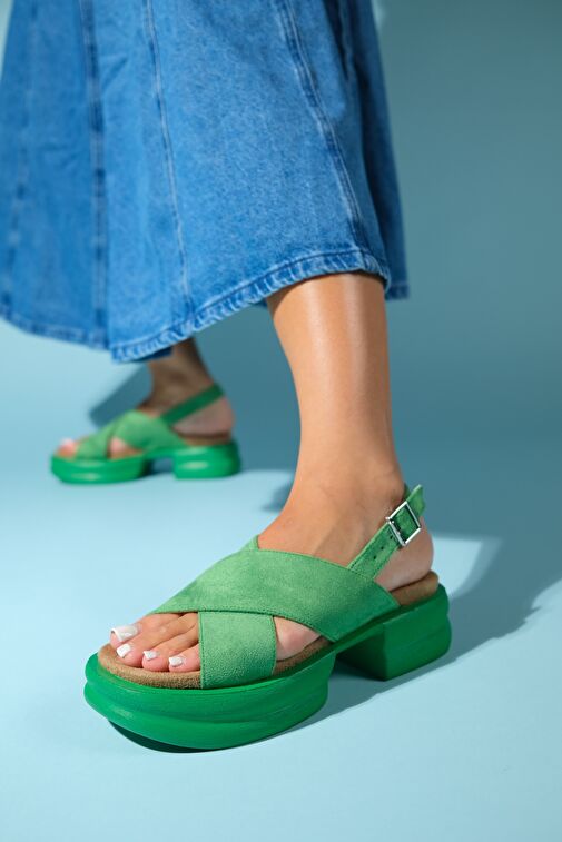 Luvi Shoes Fuşya Kadın Süet Sandalet 17-686 - Görsel 3