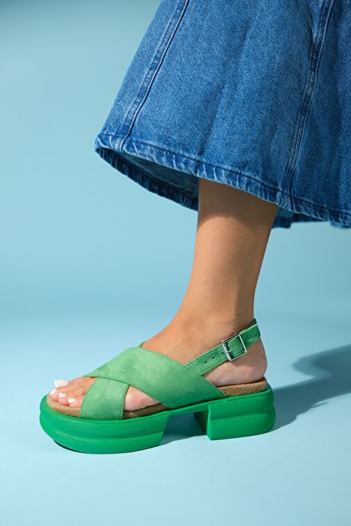 Luvi Shoes Fuşya Kadın Süet Sandalet 17-686 - Görsel 4