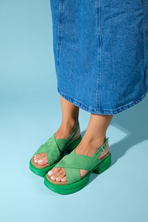 Luvi Shoes Fuşya Kadın Süet Sandalet 17-686 - Görsel 6