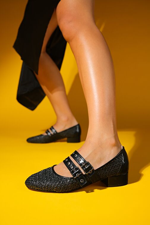 Luvi Shoes Bebe Mavisi Kadın Hasır Topuklu Sandalet 124-6330 - Görsel 6