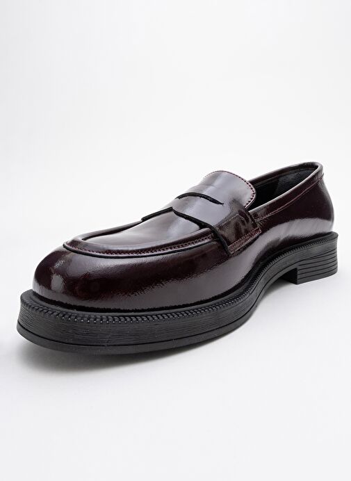 PLİNE Bordo Rugan Hakiki Deri Kadın Loafer Ayakkabı - Görsel 6