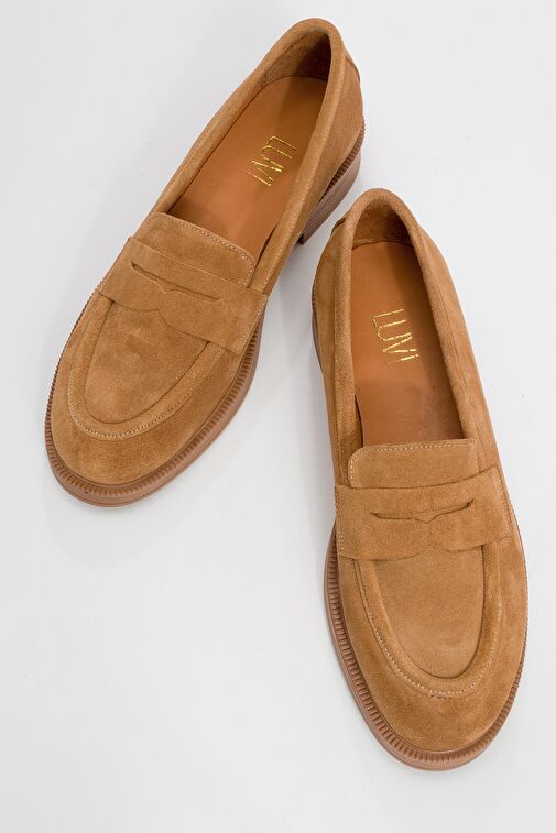 PLİNE Toprak Süet Hakiki Deri Kadın Loafer AyakkabI - Görsel 3