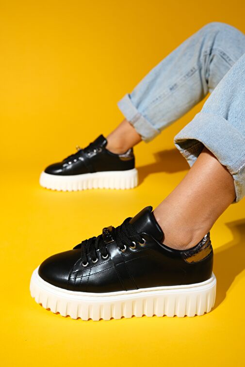 Luvi Shoes Siyah Kadın Sneaker 223-2418 - Görsel 6