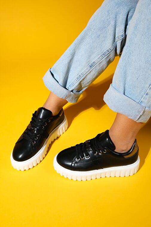 Luvi Shoes Siyah Kadın Sneaker 223-2418 - Görsel 7
