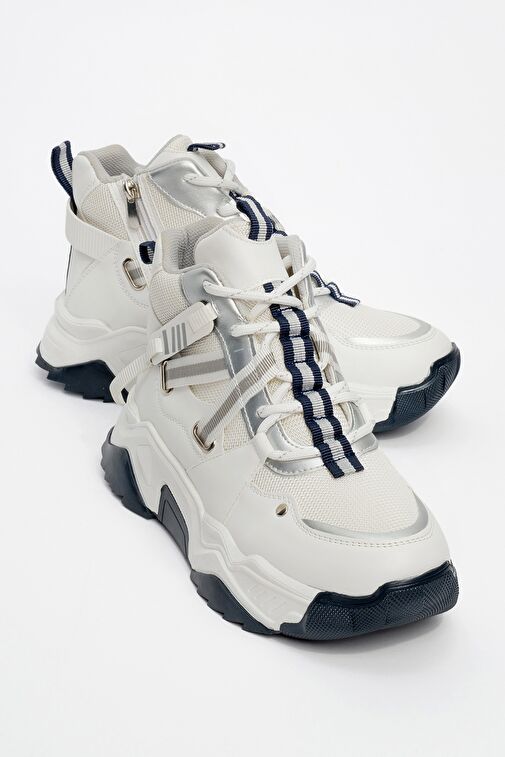 CLARA Beyaz Laci Fermuarlı ve Bağcıklı Kadın Spor Bot - Görsel 2