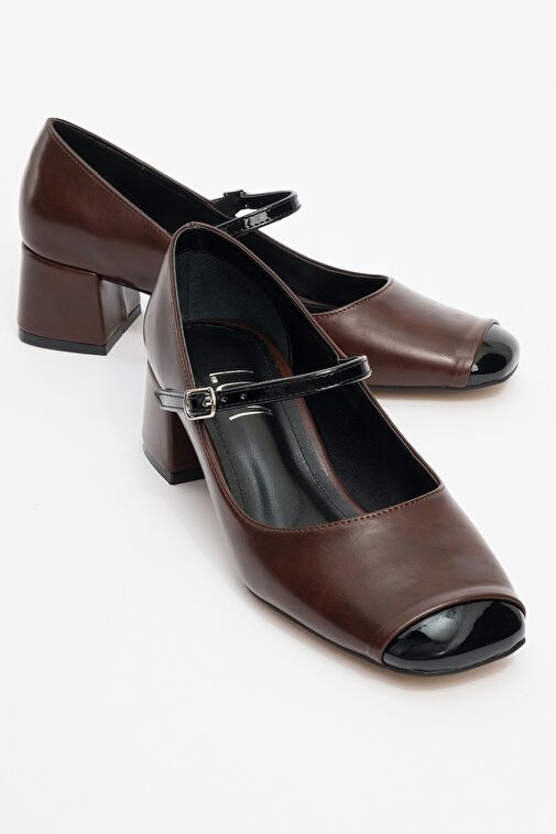 Luvi Shoes Kahverengi-Siyah Kadın Topuklu Sandalet 124-2513 - Görsel 2