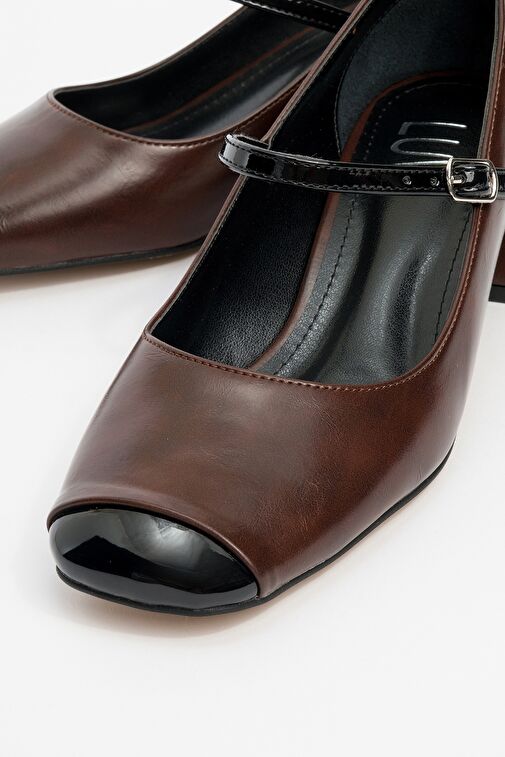 Luvi Shoes Kahverengi-Siyah Kadın Topuklu Sandalet 124-2513 - Görsel 4