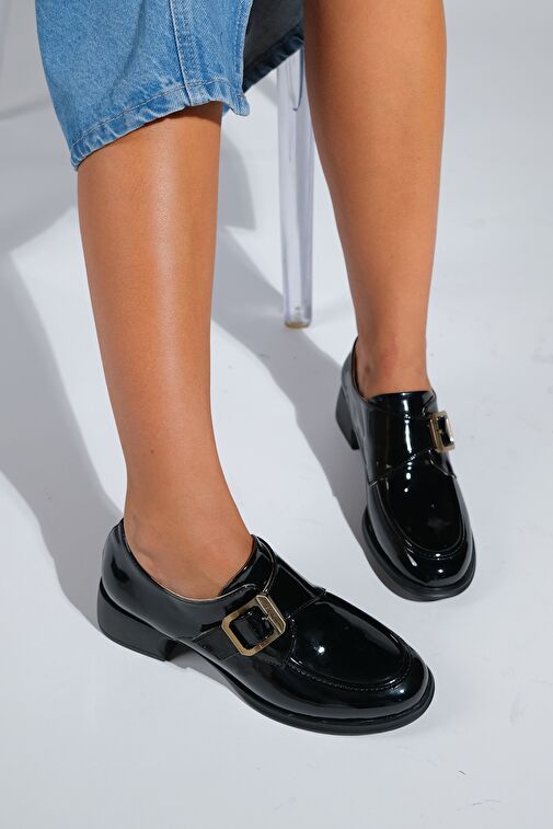 Luvi Shoes Siyah Kadın Rugan Loafer 1-161K1001 - Görsel 6