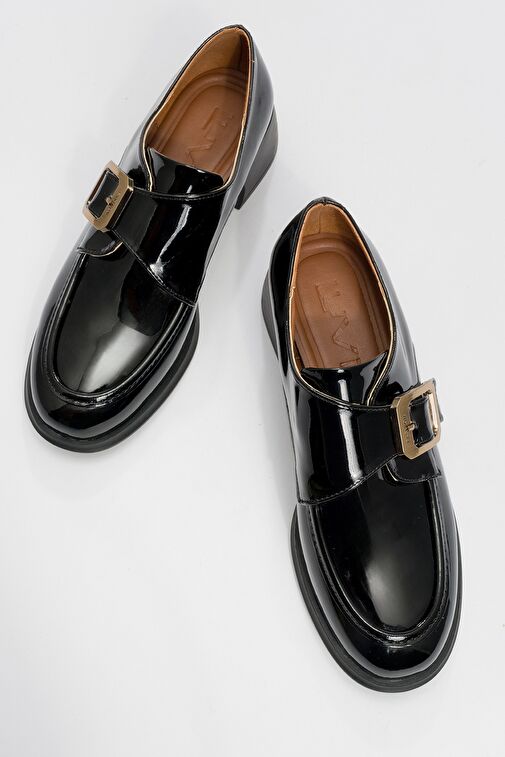 Luvi Shoes Siyah Kadın Rugan Loafer 1-161K1001 - Görsel 4