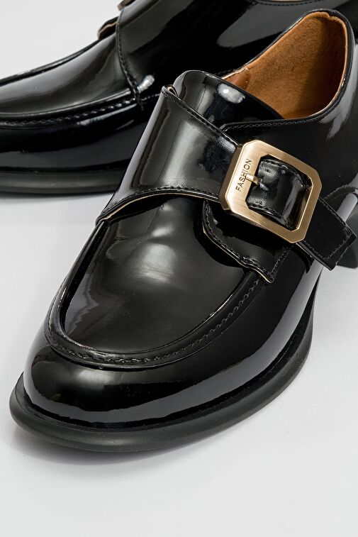 Luvi Shoes Siyah Kadın Rugan Loafer 1-161K1001 - Görsel 5