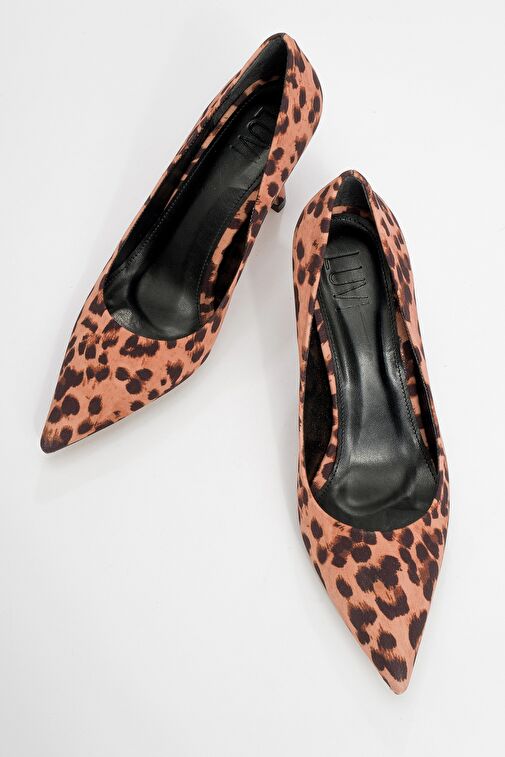 CALSE Siyah Sarı Desenli Kadın Topuklu Ayakkabı - Görsel 3