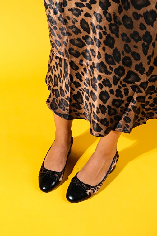 Luvi Shoes Siyah-Kahverengi Kadın Babet 124-2334 - Görsel 6