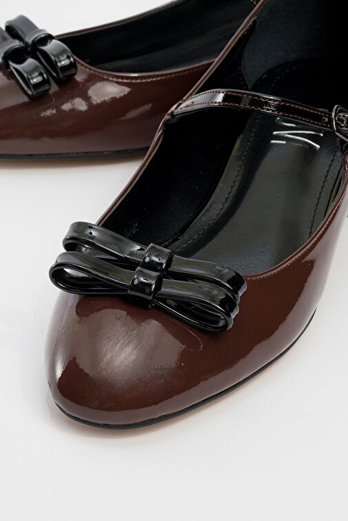 Luvi Shoes Kahverengi-Siyah Kadın Babet 124-2330 - Görsel 4