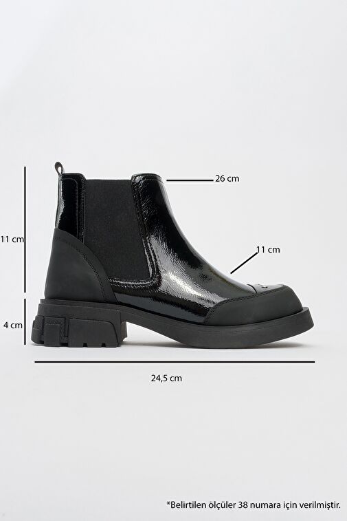 ALBİA Siyah Rugan Fermuarlı Lastikli Kadın Bot - Görsel 5