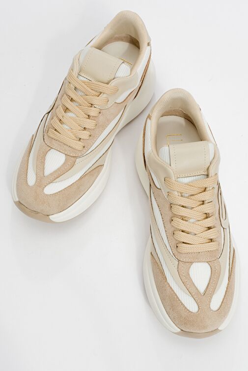 BELMON Bej Süet Kadın Spor Ayakkabı - Görsel 3