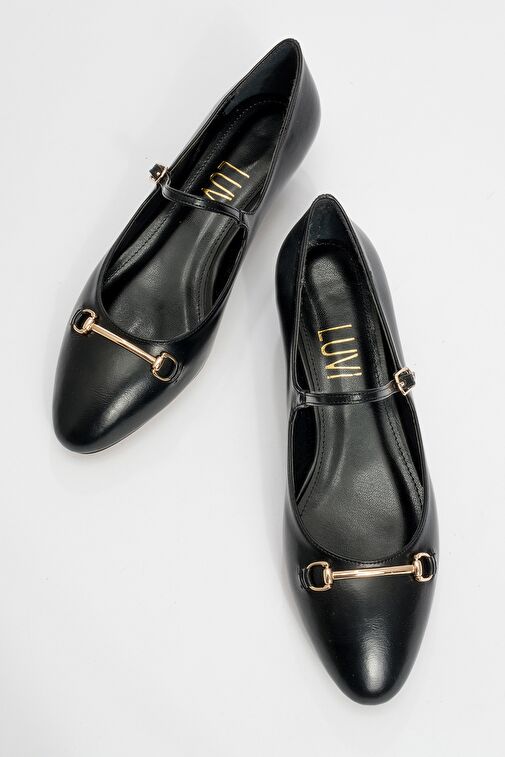 OJEN Siyah Cilt Kadın Kısa Topuklu Ayakkabı - Görsel 3