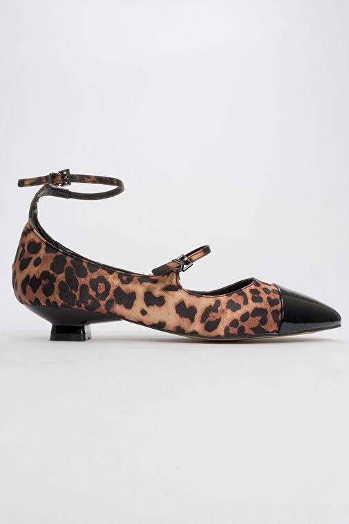 Luvi Shoes Bej-Siyah Kadın Rugan Topuklu Ayakkabı 124-2310 - Görsel 5