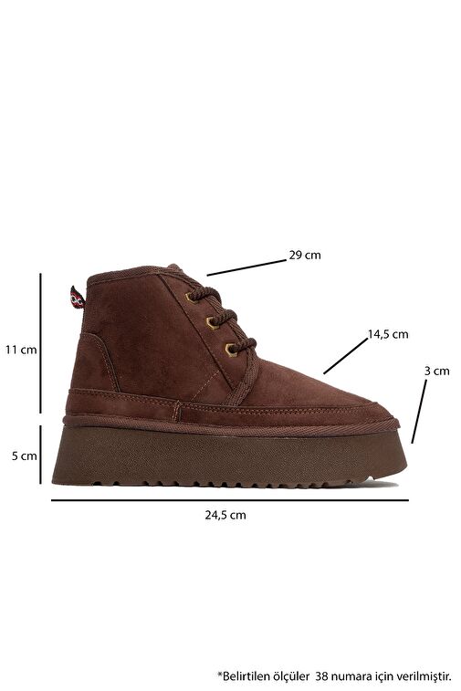 OVELA Kahve Süet Kalın Taban Bağcıklı Kadın Spor Bot - Görsel 5