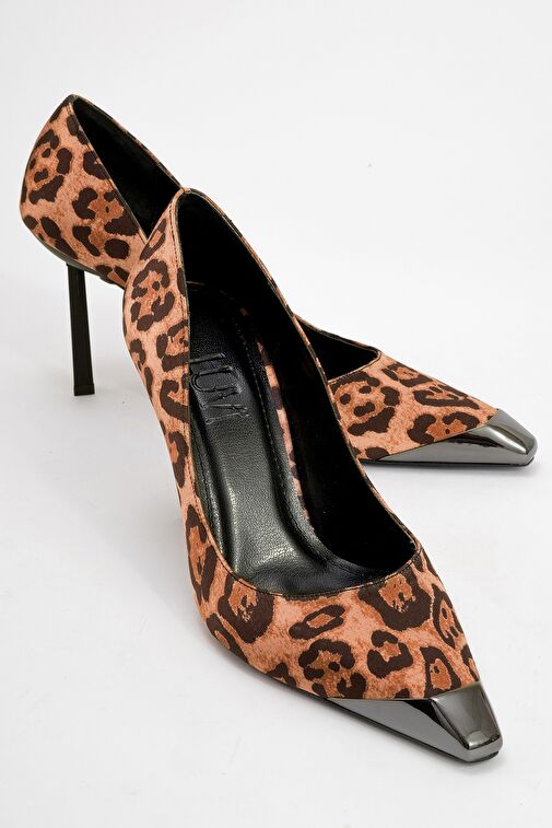 BRELO Siyah Sarı Desenli Kadın Yüksek Topuklu Ayakkabı - Görsel 2