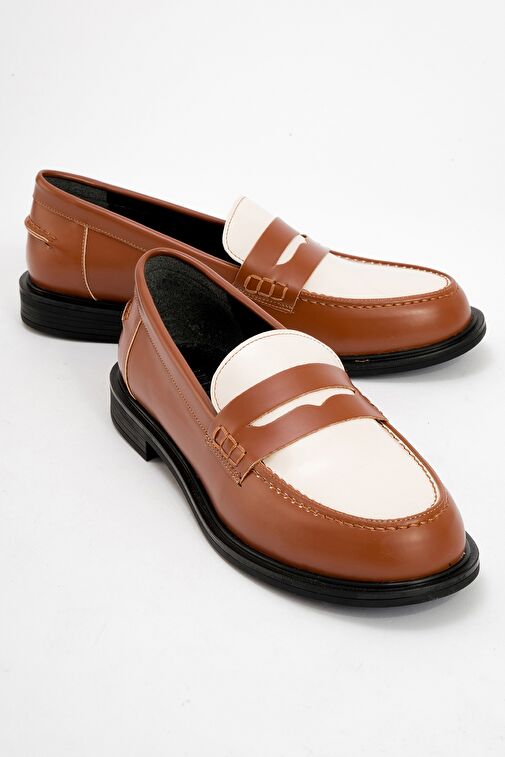 Luvi Shoes Taba-Krem Kadın Loafer 222-24024 - Görsel 2
