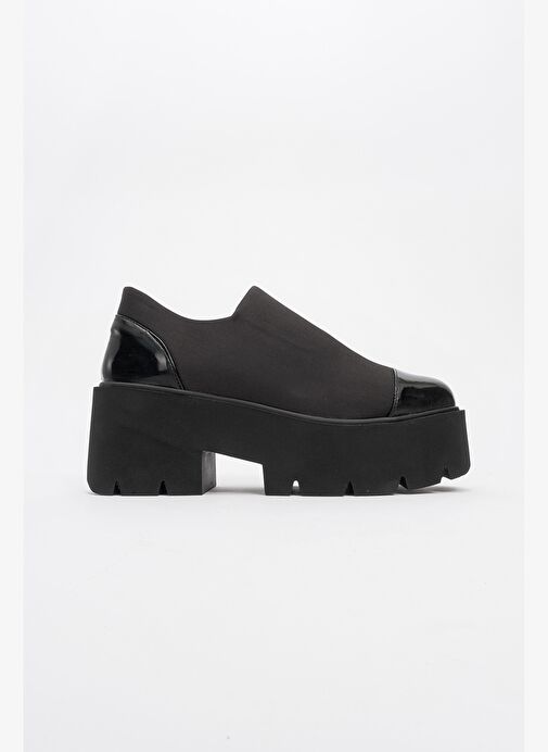 GRENA Siyah Rugan Scuba Kadın Kalın Tabanlı Günlük Ayakkabı - Görsel 5
