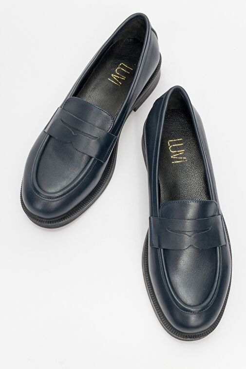 Luvi Shoes Lacivert Kadın Süet Loafer 139-03 - Görsel 3