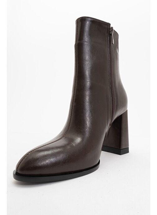 JEWEL Kahve Cilt Kadın Topuklu Bot - Görsel 4