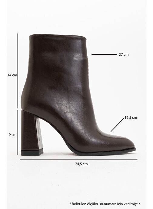 JEWEL Kahve Cilt Kadın Topuklu Bot - Görsel 6