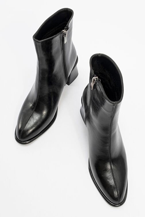 ALBA Siyah Cilt Kadın Kalın Topuklu Bot - Görsel 3