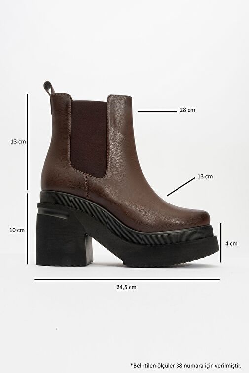 EMMA Kahverengi Cilt Kadın Platform Topuklu Bot - Görsel 5