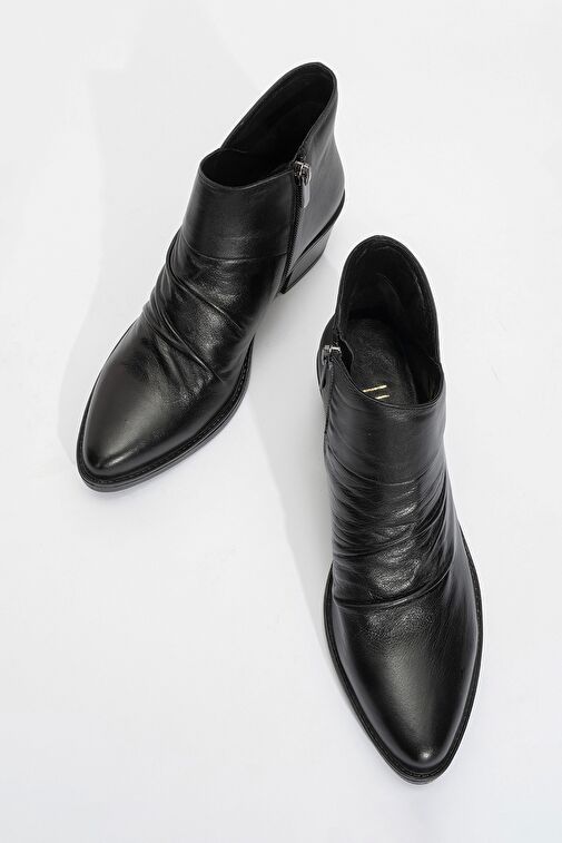 RULE Siyah Hakiki Deri Kadın Kalın Topuklu Bot - Görsel 3