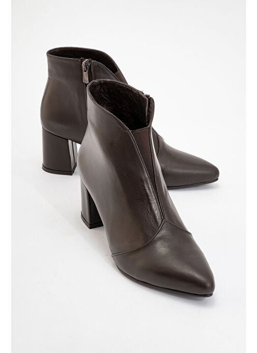 FİNDA Kahverengi Cilt Hakiki Deri Kadın Topuklu Bot - Görsel 2