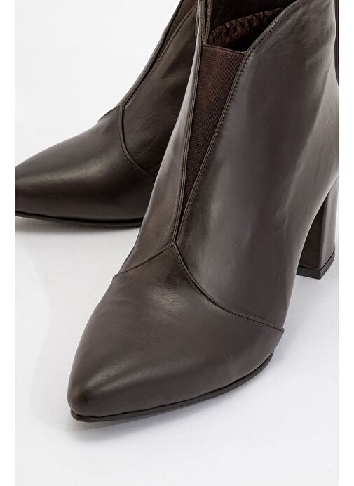 FİNDA Kahverengi Cilt Hakiki Deri Kadın Topuklu Bot - Görsel 4