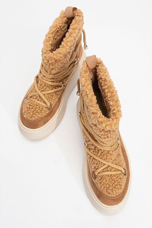 DİLA Taba Suni Kürklü Kadın Kalın Tabanlı Kar Botu - Görsel 3