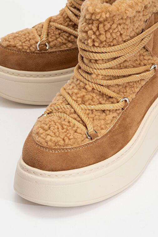 DİLA Taba Suni Kürklü Kadın Kalın Tabanlı Kar Botu - Görsel 4