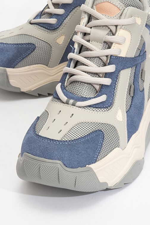 LOWEL Mavi Gri Fermuarlı ve Bağcıklı Kadın Spor Bot - Görsel 4