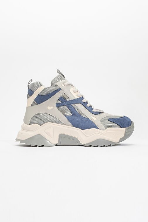 LOWEL Mavi Gri Fermuarlı ve Bağcıklı Kadın Spor Bot - Görsel 5