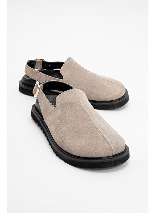 LABY Bej Süet Hakiki Deri Kadın Sandalet - Görsel 2