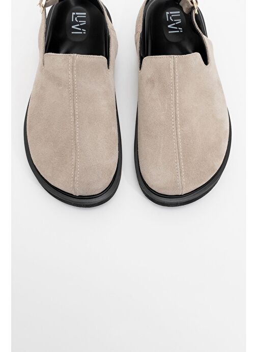 LABY Bej Süet Hakiki Deri Kadın Sandalet - Görsel 3