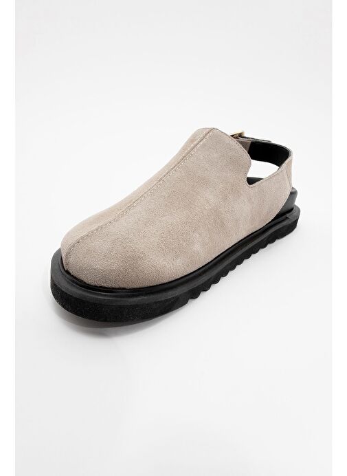 LABY Bej Süet Hakiki Deri Kadın Sandalet - Görsel 5