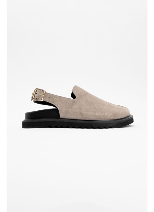 LABY Bej Süet Hakiki Deri Kadın Sandalet - Görsel 6