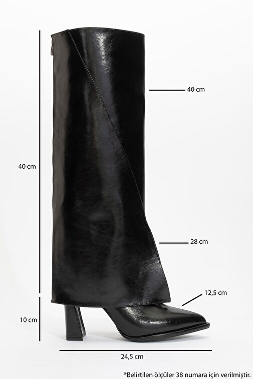 AJA Siyah Kadın Kalın Topuklu Çizme Olabilen Bot - Görsel 5