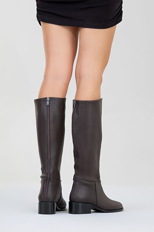 SVETLO Kahverengi Cilt Arkadan Fermuarlı Kadın Çizme - Görsel 7