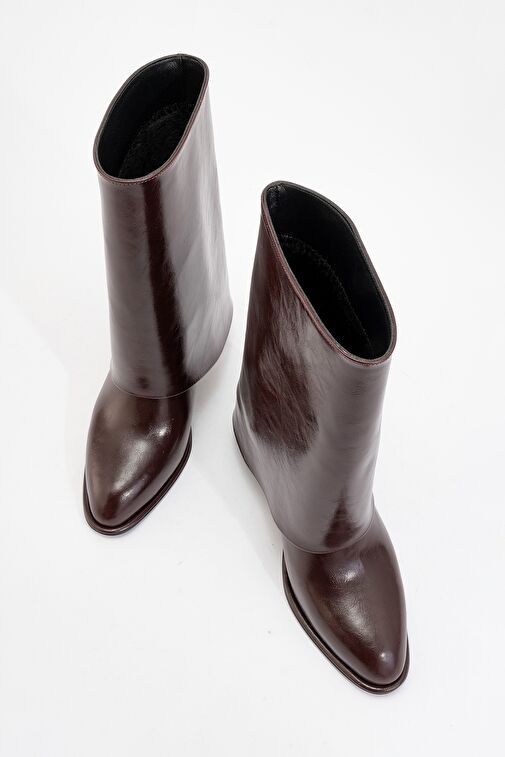 ELLAS Bordo Cilt Kadın Kalın Topuklu Bot - Görsel 3