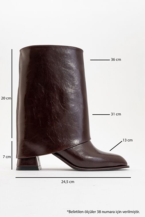 ELLAS Bordo Cilt Kadın Kalın Topuklu Bot - Görsel 5