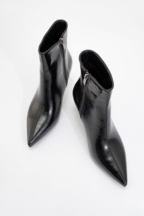 NOYA Siyah Cilt Sivri Burun Kadın İnce Topuklu Bot - Görsel 3