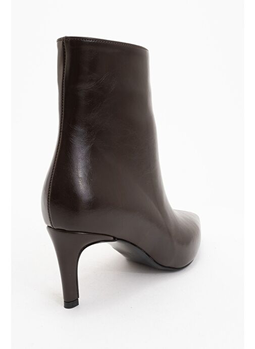 NOYA Kahverengi Cilt Sivri Burun Kadın İnce Topuklu Bot - Görsel 5