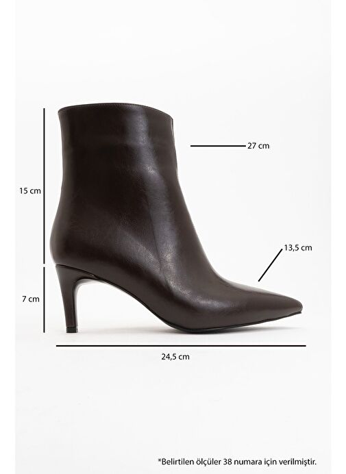 NOYA Kahverengi Cilt Sivri Burun Kadın İnce Topuklu Bot - Görsel 6
