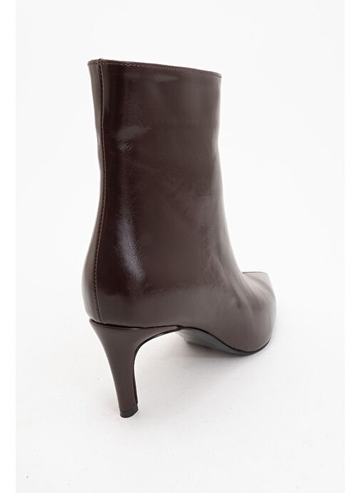 NOYA Bordo Cilt Sivri Burun Kadın İnce Topuklu Bot - Görsel 5