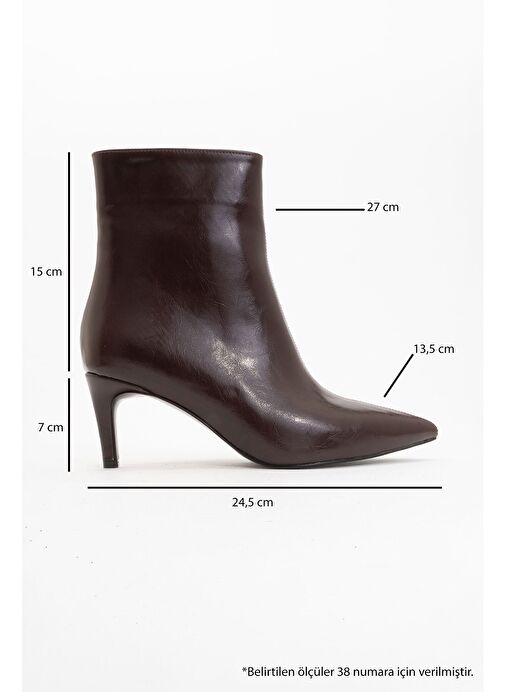 NOYA Bordo Cilt Sivri Burun Kadın İnce Topuklu Bot - Görsel 6